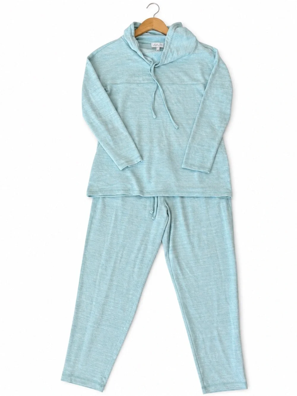 Talbots Womens Light Blue Loungewear Top And Pant Set, Cow Neckline, Size Medium - Picture 3 of 11